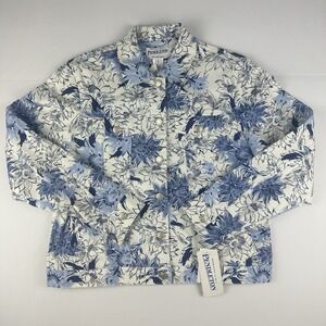 NWT Pendleton Spring Summer Blue And White Jacket Floral w/‎ Tags Small Stretch